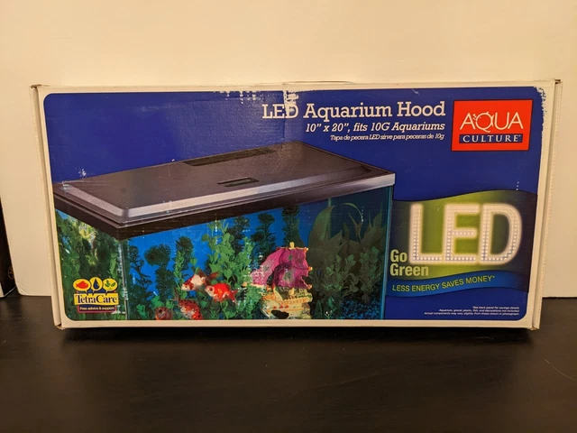 10 Gallon Aquarium Hood Fish Tank Top Lid With LED Light Integrated Cutouts NEW