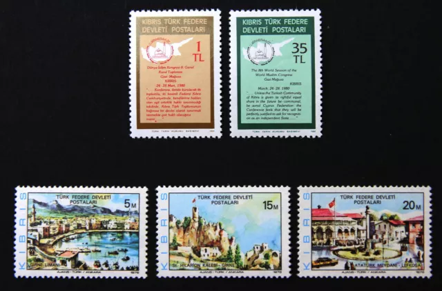 Zypern türkisch, Mi.Nr 36-38, 95-96 (Jahr 1976) postfrisch