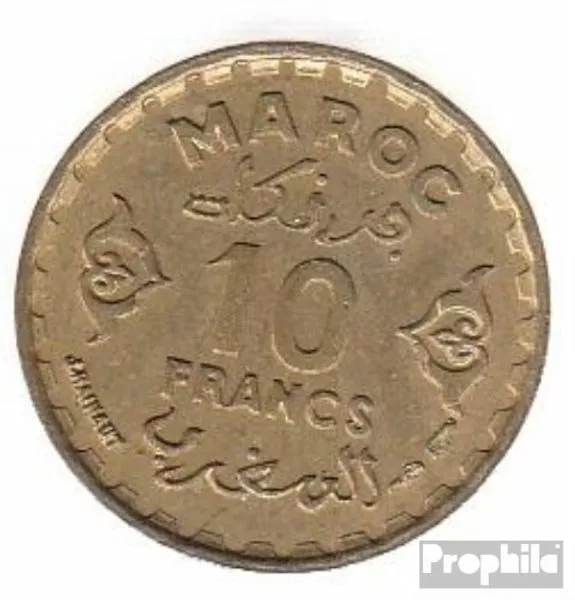 Morocco km-no. 49 1371 extremely fine Aluminum-Bronze extremely fine 1371 10 fr