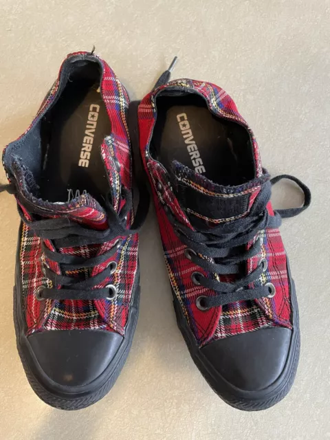 Converse Chuck Taylor All Star Low Red PLAID Shoes Sneakers Women's 7 MEN'S 5