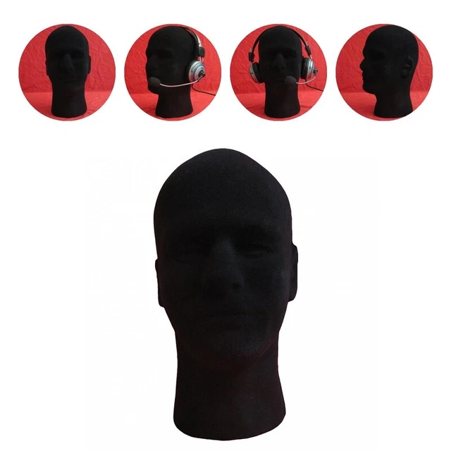 Mannequine Head gafas negras soporte espuma cabeza flocante modelo