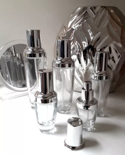 Empty Glass Perfume Bottle Conical with Silver Fine Mist Atomiser