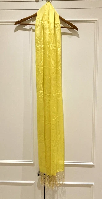 Sciarpa/sciarpa Shigoke Obi molto lunga seta giallo limone giapponese ""Gru volanti