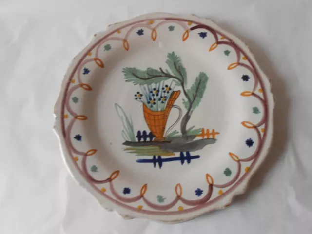 Ancienne assiette faience  Nevers Centre France. 19ème.  Antique  ceramic plate