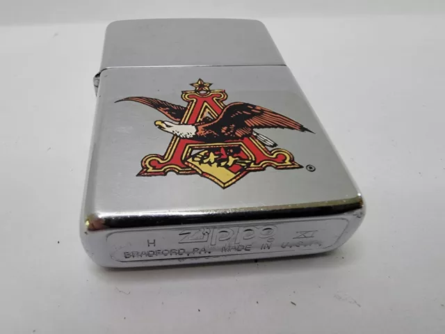 1995 Chrome Zippo Anheuser Budweiser Logo Bald Eagle Advertising Silver