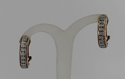 Pretty DBJ Two Tone Sterling Silver Diamond Hoop Earrings 5.8g