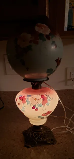 Stunning, Antique/Vintage GWTW Handpainted Globe Lamp 3