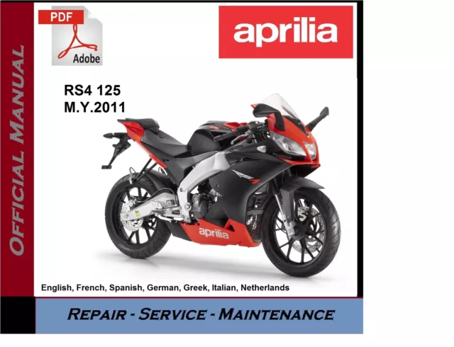 Aprilia RS4 125 RS4125 2011 onwards Workshop Service Repair Manual on USB