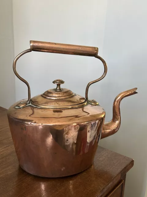 ANTIQUE 19th century Georgian copper and brass 4pt kettle