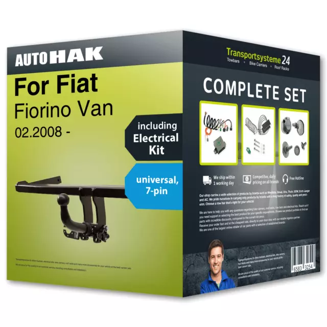 Towbar detachable for FIAT Fiorino Van 02.2008- + 7pin universal electrical-kit