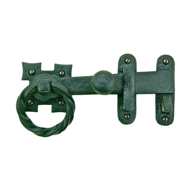 7" Door Latch Lock Ring Pull Two-Way Wrought Iron Rustproof Renovators Supply