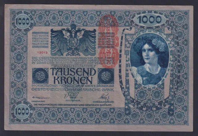 Austria 1000 Kronen 1902 (1919) P 59 Spl XF+ L-DR6
