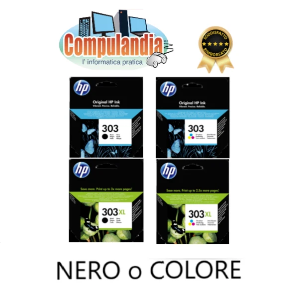 HP 303 Nero, 303XL Nero, 303 Colori, 303XL Colori - Cartucce ORIGINALI