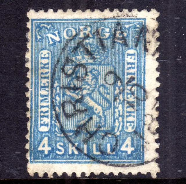 NORWAY 1867-8 EMISSIONE PETERSEN 4sk BLU USATO, SG 27