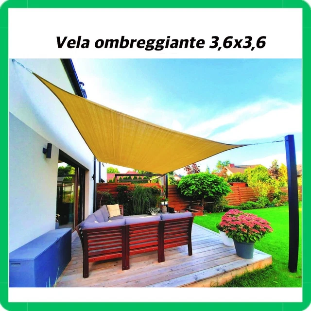 Vela Ombreggiante 3x4m - Tenda Parasole UV 90% HDPE Per Giardino, Patio, Esterno - Foto 9