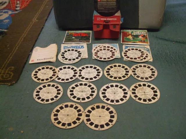 Vintage GAF Viewmaster Red/White Made In U.S.A with 26 Reels BULK LOT