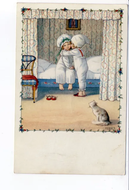 CPA - Illustrateur Pauli EBNER M.M. VIENNE N° 1158 - Deux enfants et un chat