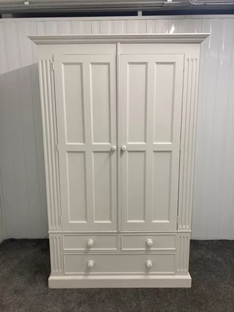 Hallam Oak and pine Ivory  painted shabby chic  french style solid pine wardrobe