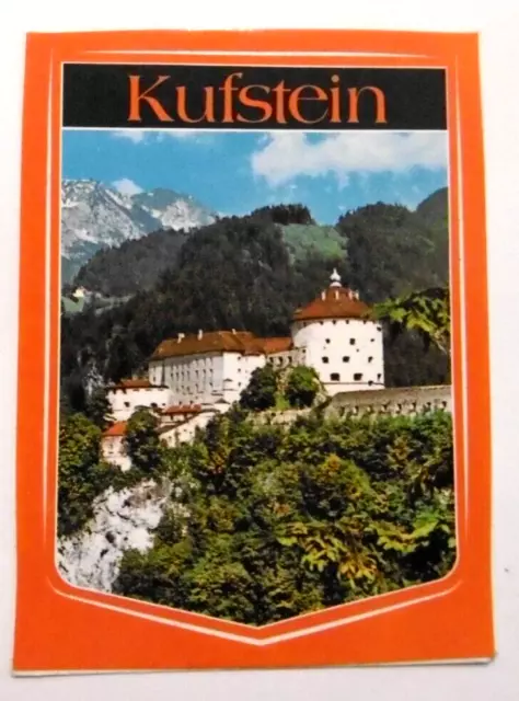 Souvenir-Aufkleber Kufstein Festung Panoramablick Tirol Österreich 80er Oldtimer
