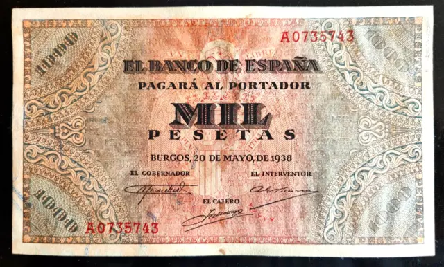 1000 pesetas 1938 Burgos E.B.C ++