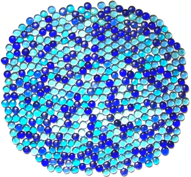 500 x Oceans of Blue Glass Mosaic Pebble Stones Assorted Colours, Sizes, Shapes
