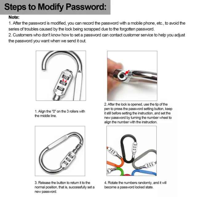 Travel Bag Luggage Security Combination Lock Locking Carabiner Padlock HG5