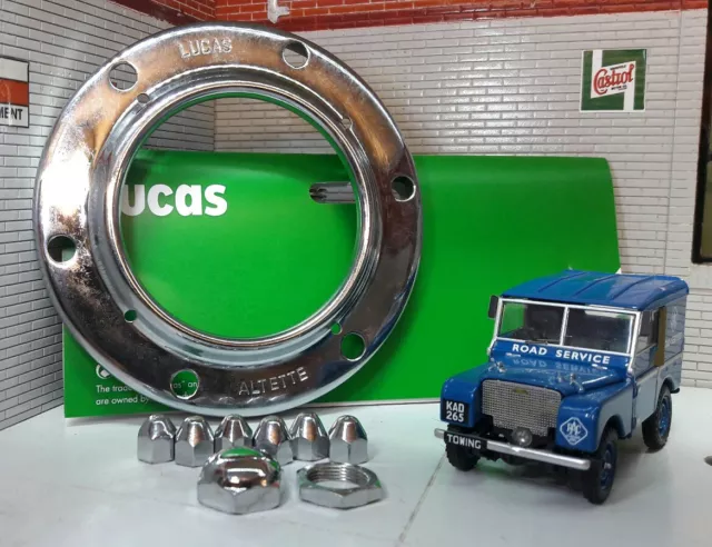 Fordson Majeur Ferguson Horn OEM Lucas Altette Chrome Lunette & Écrous Kit
