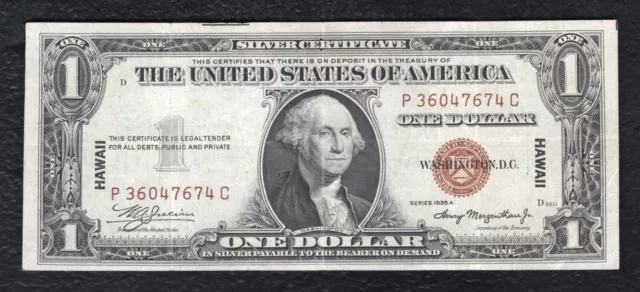 Fr. 2300 1935-A $1 One Dollar “Hawaii” Silver Certificate Note Extremely Fine