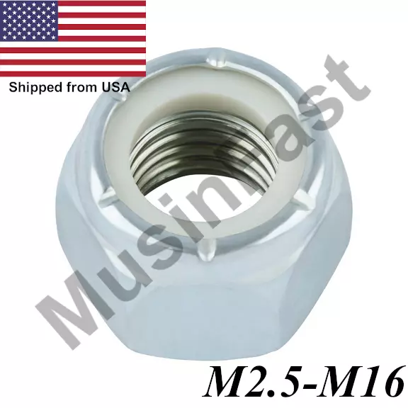 Stainless Steel Hex Lock Nut - M2.5, M3, M4, M5, M6, M8, M10, M12, M14, M16