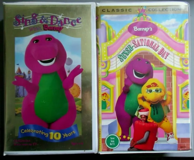 2 Old Vintage 1996-99 Barney's Sing & Dance Sense-Sational Day VHS Tapes