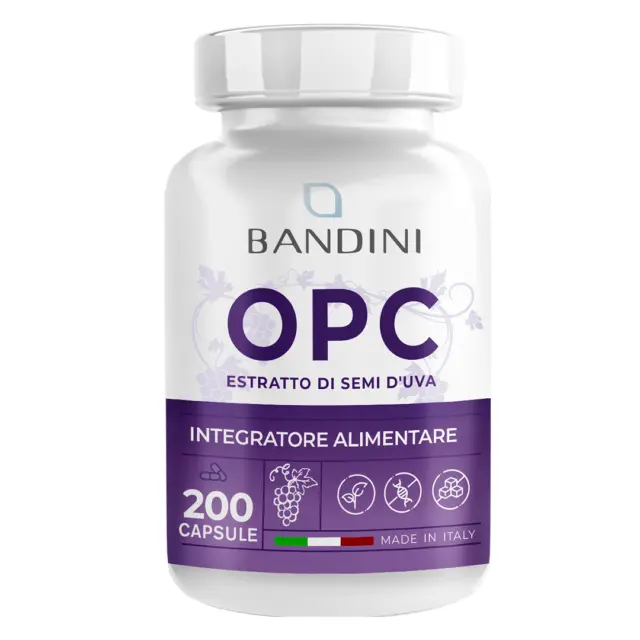 Bandini® Integratore OPC (95%) Estratto di semi d'uva europea con Vitamina C