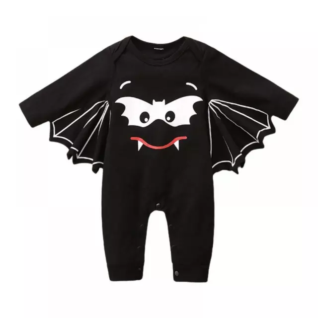 BABY BOYS & GIRLS HALLOWEEN ROMPER COSTUME BAT FACE BLACK 6-9 MONTHS uns nip