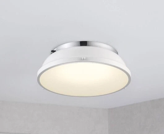 Ceiling light White and Chrome Color LED Dimmable Flush Mount 14"