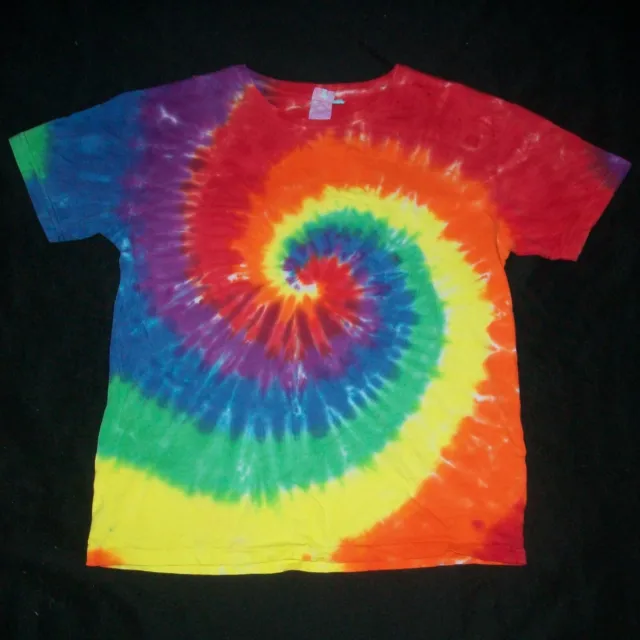 Organic Tie Dye Child T-Shirt Medium 10 Rainbow Spiral Hippy Tye Dyed Fair Trade