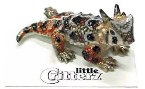 ➸ LITTLE CRITTERZ Amphibian Toad Miniature Figurine Horned Toad Rip