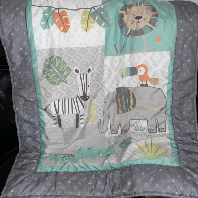 The Peanut Shell PEANUTSHELL Baby Blanket Safari Scene Lion zebra elephant