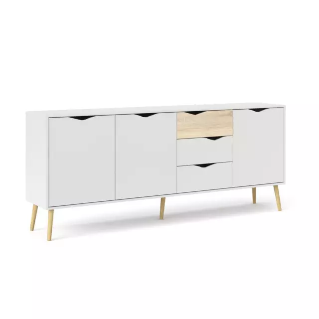 Diana Sideboard with 3 Doors and 3 Drawers, White/Oak Structure