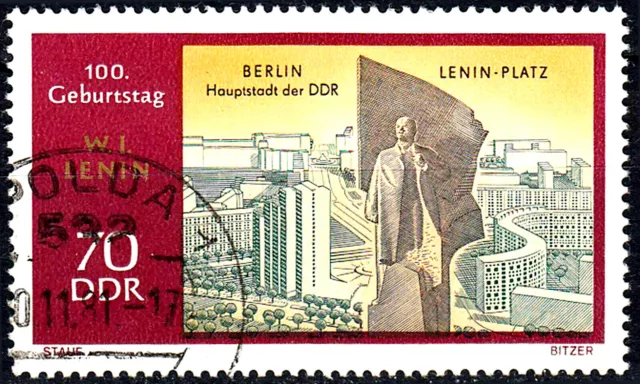 Deutschland DDR gestempelt Architektur Bauwerk Lenin Platz Denkmal Berlin / 2260