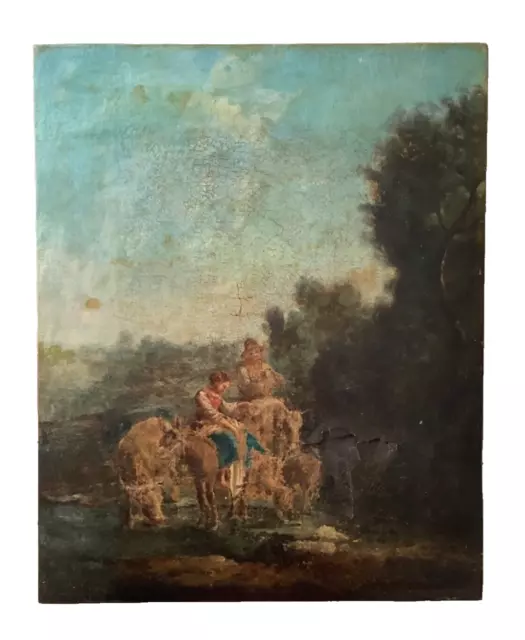 TO RESTORE 18th Century Baroque RETURN of the HOLY FAMILY Oil on Canvas