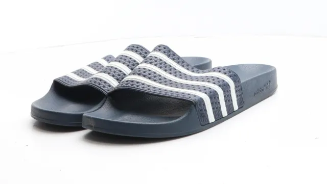 adidas Mens Blue Striped Synthetic Slider Sandal UK 12 EU
