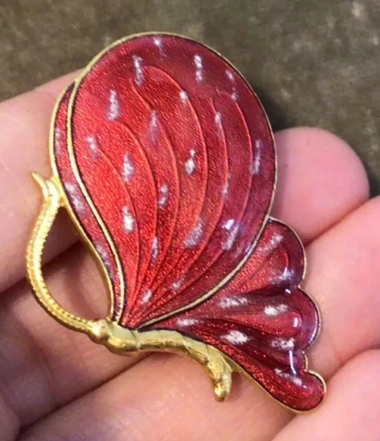 vintage Art Deco Jewellery Wonderful Guilloche Enamel Butterfly Brooch