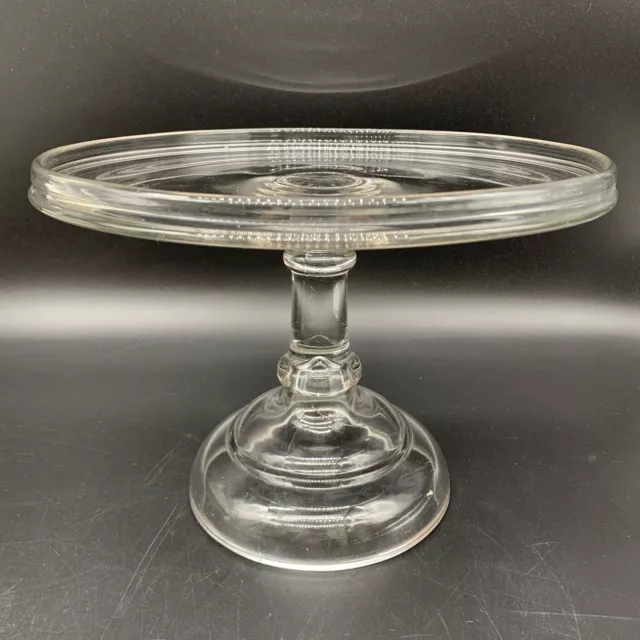 VTG 1970 Mosser Glass Clear Cake Plate Stand - 10"Dia x 7.5"H