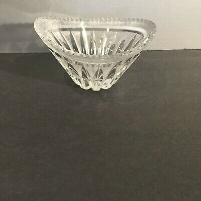 Vintage Russian Hand Cut Heavy LEAD CRYSTAL Panel OVAL BOWL with Sawtooth Rim