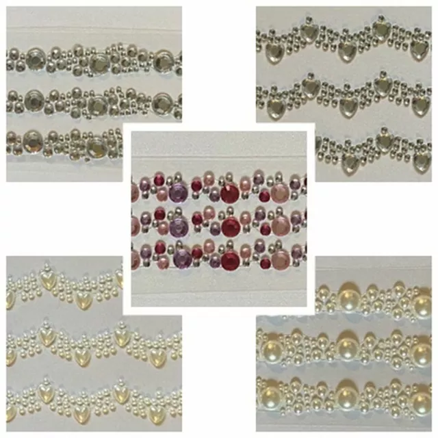 1 x Rhinestone / Pearl Diamante Stick on Self Adhesive Gems Embellishments Strip
