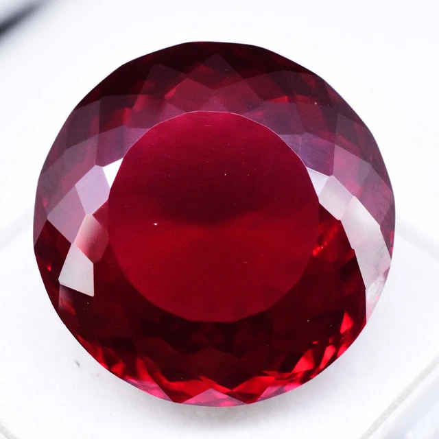 STUNNING 46.90 CT Natural Blood Red RUBY Round Cut CERTIFIED Loose ...