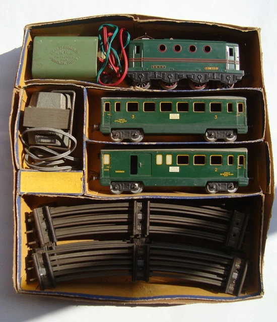 Train Ancien Hornby Meccano SNCF BB-8051 - Lot Avec Wagons, Rails Et Transfo