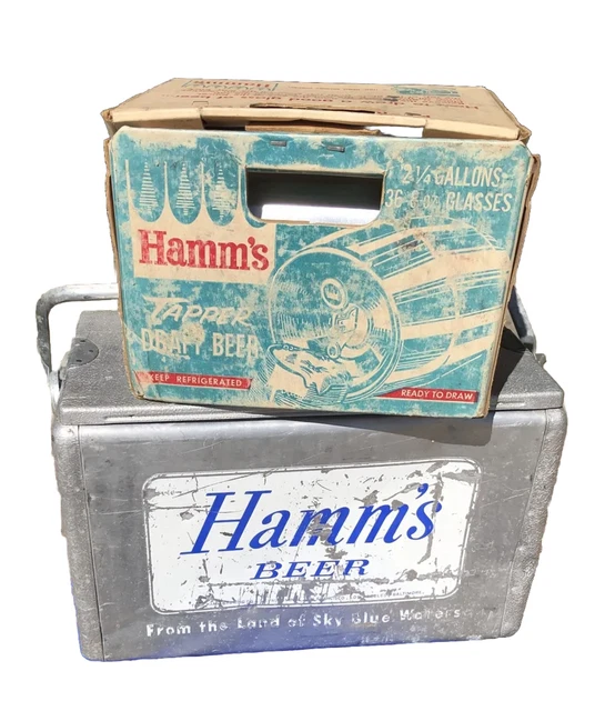 HAMM’S MINI KEG 2 1/4 Gallon VTG Beer Tapper Labels Hamms Cooler lot of