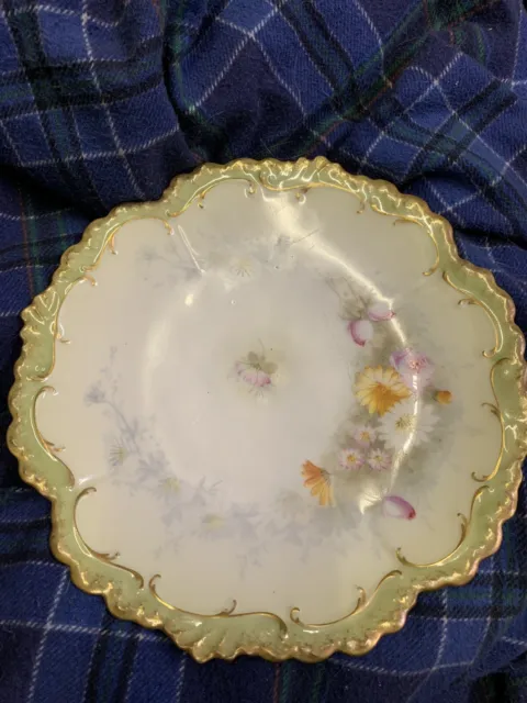 Antique Limoges D.G.&C. porcelain Plate / Dish 21cm floral gilt edges France