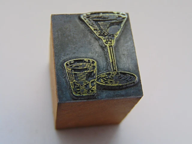 Printing Letterpress Printers Block Liquor Glasses Drinking