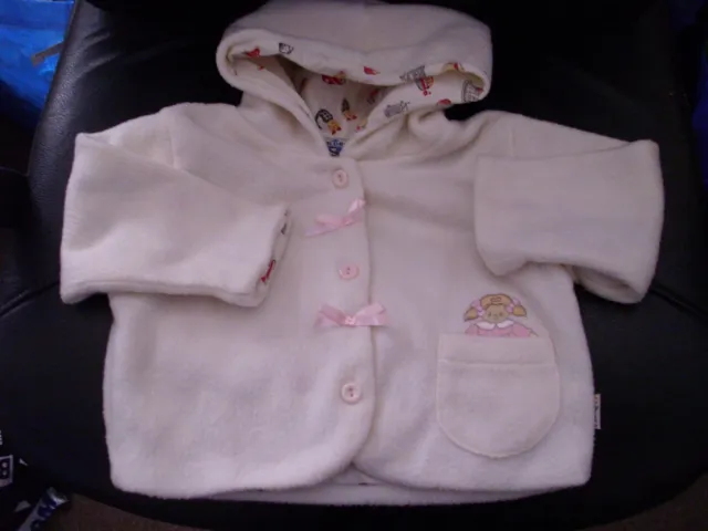 Baby Girls Cream Hooded, Lined, Woolly Coat age 3-6 Months